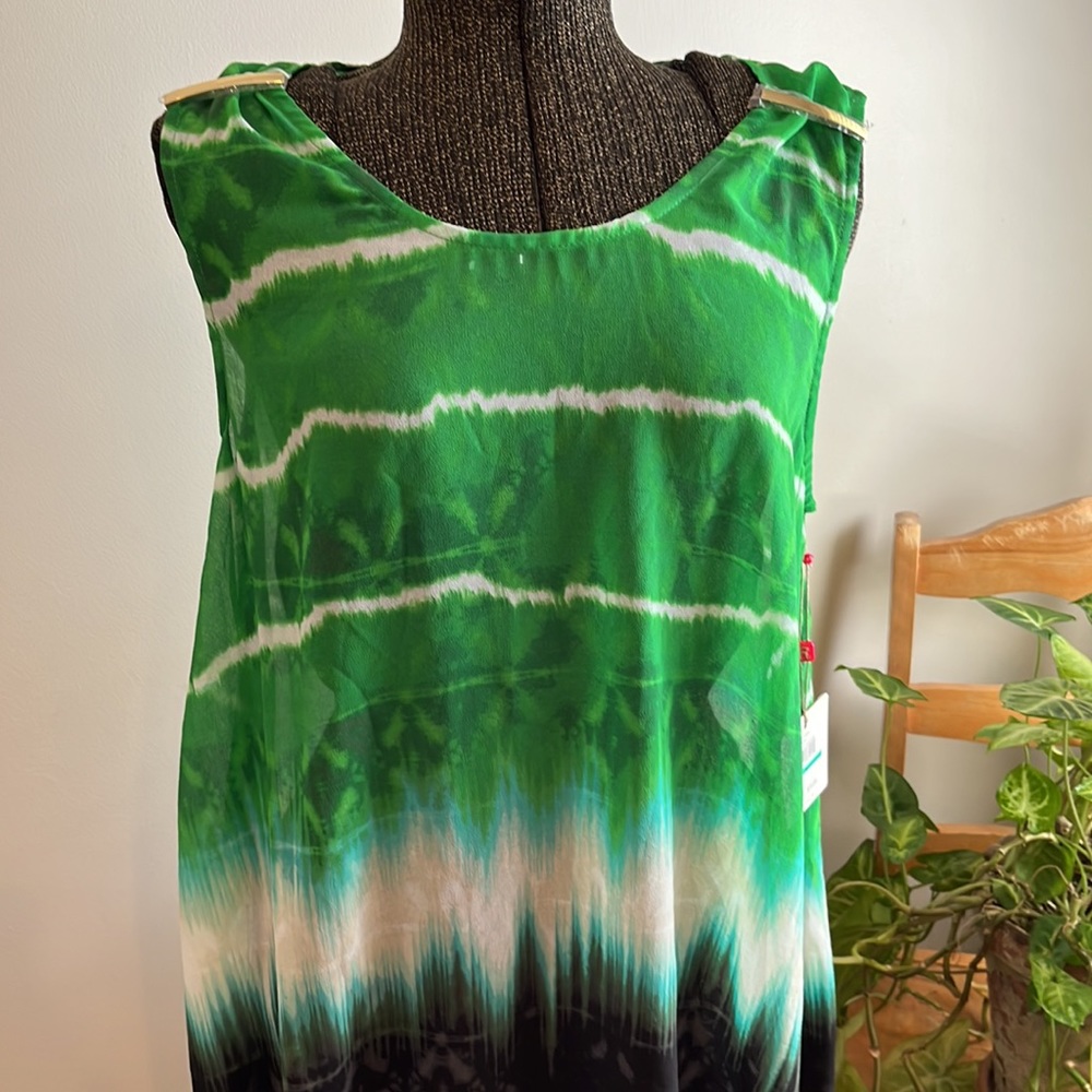 Rafaella NWT Sheer Beach Cover up picnic green Tropic Carnivale size L